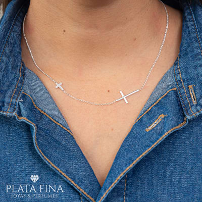 Collar Plata Cruz con Circonitas1