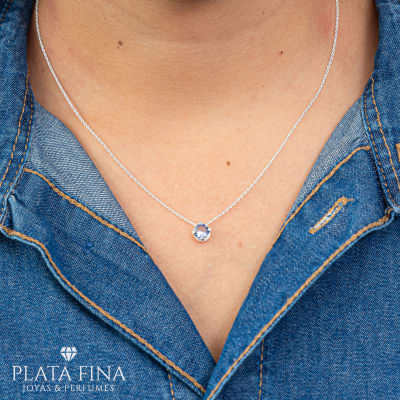 Collar Plata Punto de Luz Lila1