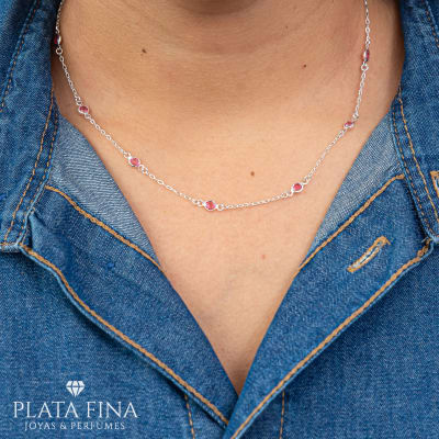 Collar Plata Rosa con Circonitas1