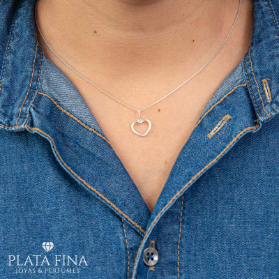 Conjunto Plata Mini Corazón Calado2