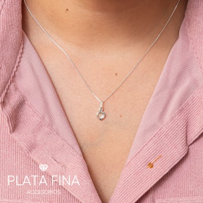 Conjunto Plata Mini Corazón Blanco1