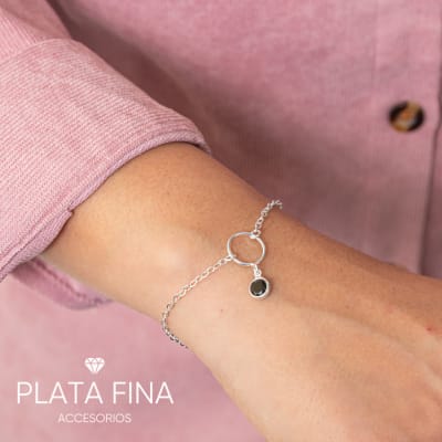 Pulsera Plata Circonita y Onix1