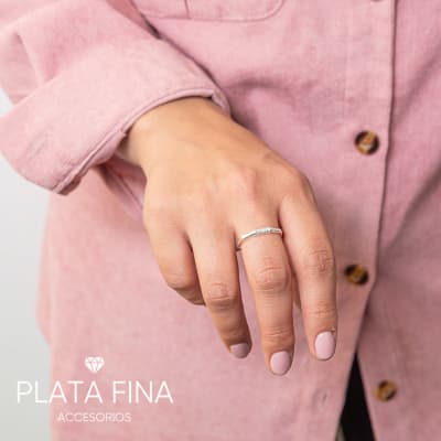 Anillo Plata Puntos de Circonitas