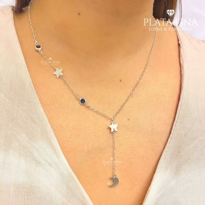 Collar Moon Stars Black1