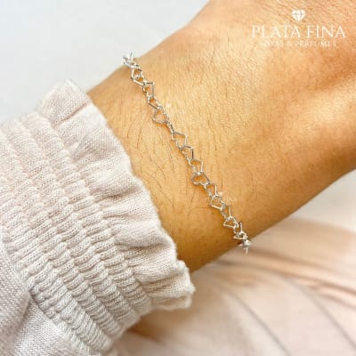 Pulsera Plata Corazones1
