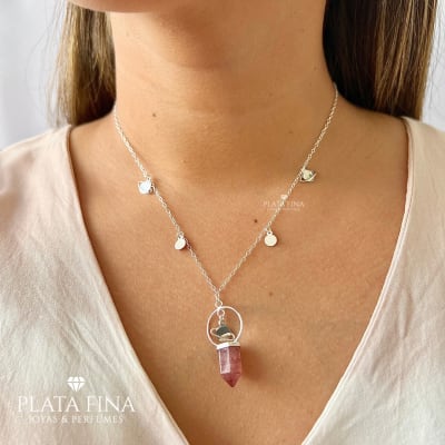 Collar Saturno Cuarzo Fresa 2