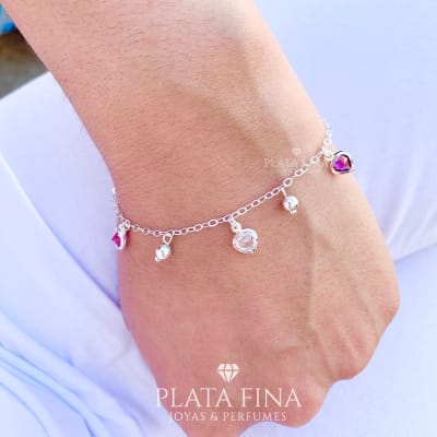Pulsera Chiche Corazones Lila1