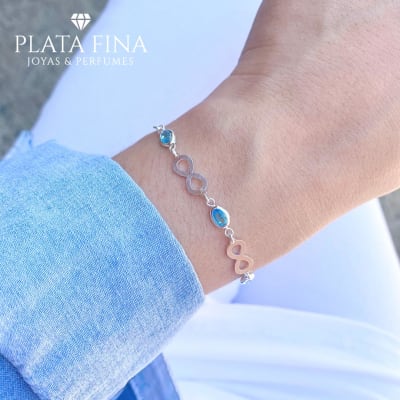 Pulsera Infinito Circón Celeste1