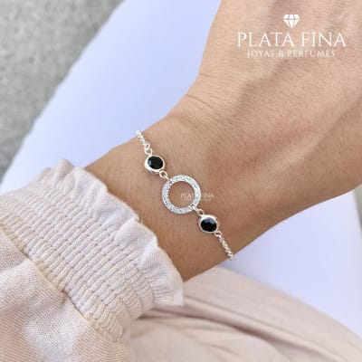 Pulsera Círculos Circón Negro1