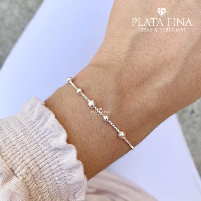 Pulsera Bolitas Plata1
