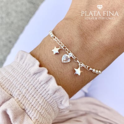 Pulsera Corazón y Estrella Blanco1