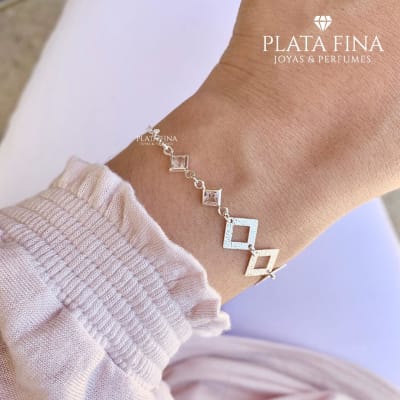 Pulsera Cuadros y Circón Blanco1