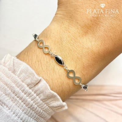 Pulsera Infinito Circón Negro2