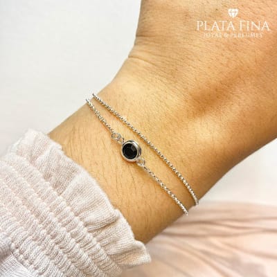 Pulsera Doble Circón Negro1