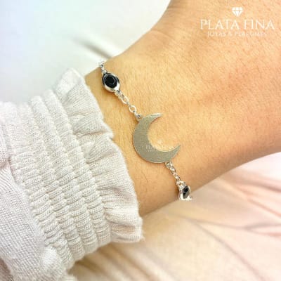 Pulsera Luna y Circón Negro1