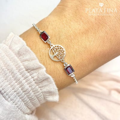 Pulsera Árbol Circón Rojo1