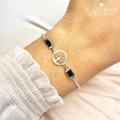 Pulsera Árbol Circón Negro1