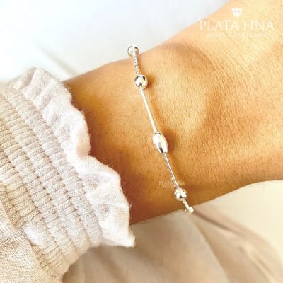 Pulsera Plata Bolitas1