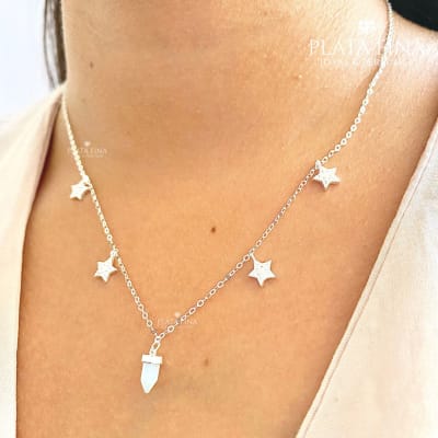 Collar Piedra Luna y Estrellas1