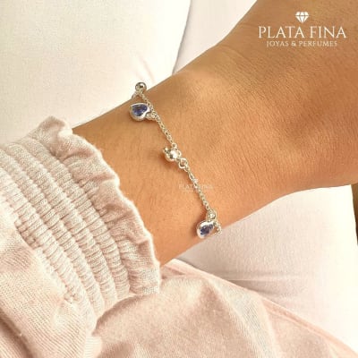 Pulsera Amor Circón Azul1
