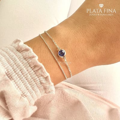 Pulsera Doble Circón Azul2