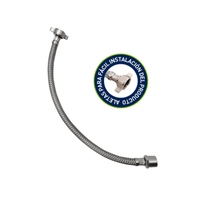 TUBO DE ABASTO PARA INODORO ACERO INOX Y NYLON 1/2