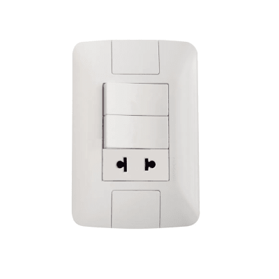 INTERRUPTOR UNIPOLAR 2X +TOMACORRIENTE 2P UNIVERSAL