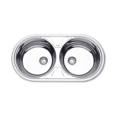 CUBETA DOBLE DE ACERO INOX REDONDA SOBREPONER 85 X 44 C 16