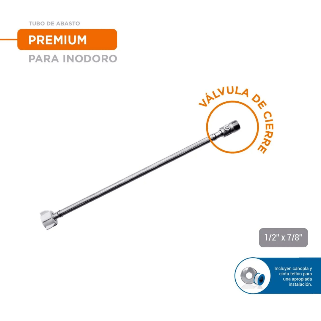 TUBO DE ABASTO PARA INODORO VÁLVULA DE CIERRE DE ACERO INOXIDABLE 40CM VAINSA2