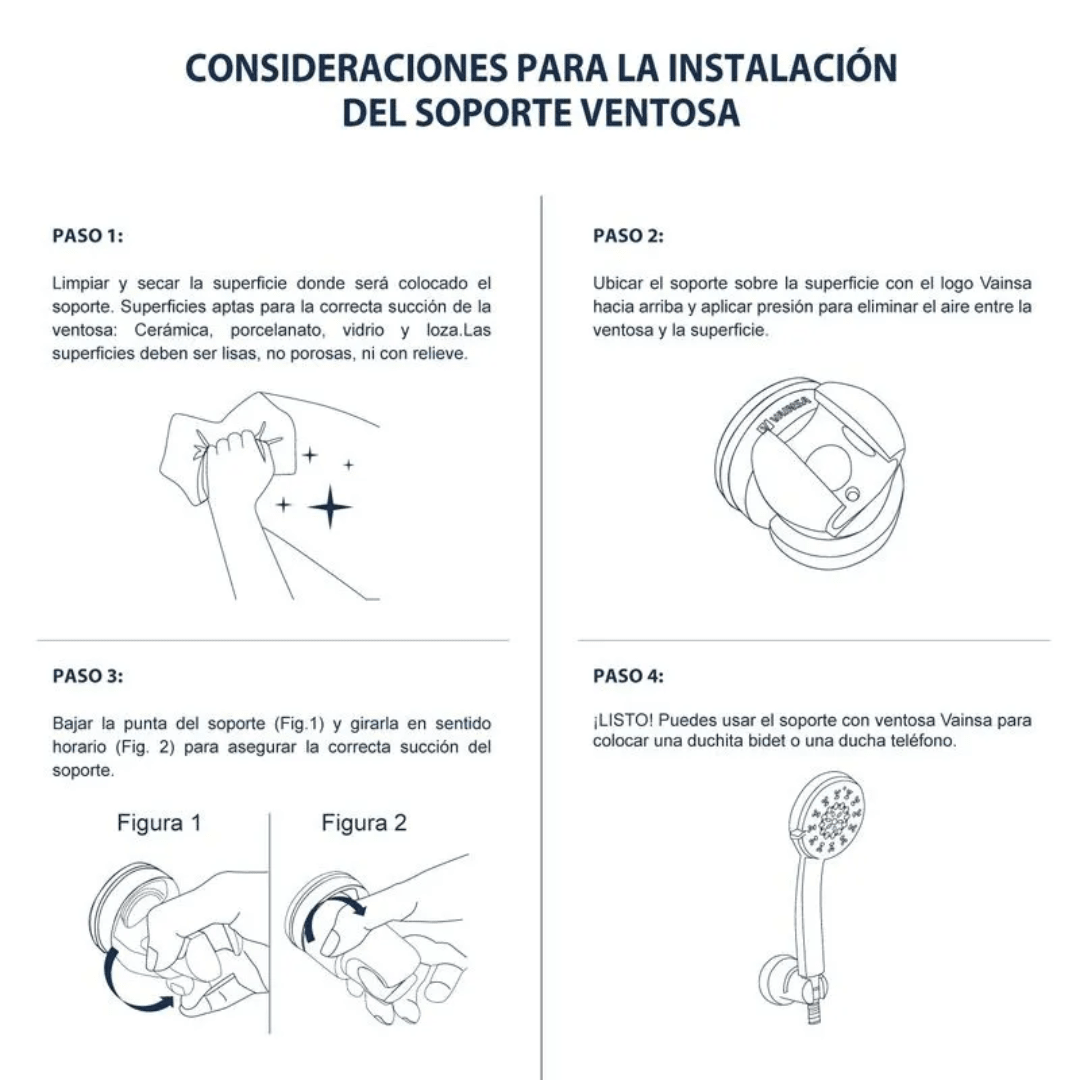 SOPORTE CON VENTOSA PARA DUCHA BIDET CRO. VAINSA3