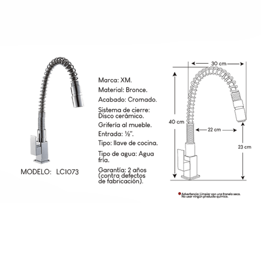 LLAVE GANSO RESORTE A MUEBLE CUADRADO LC10732