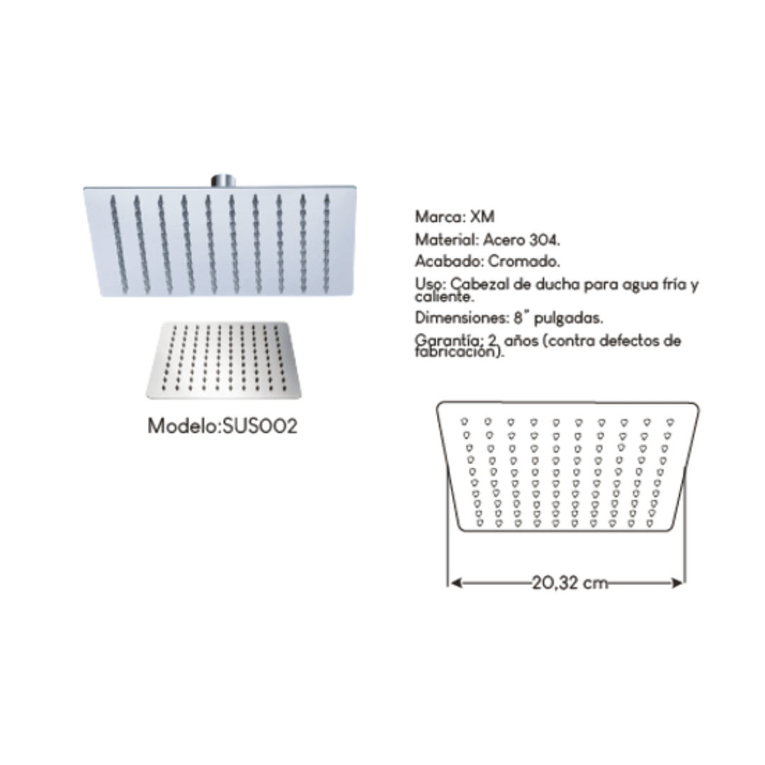 DUCHA ESP ACERO CUATRADO (8