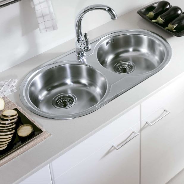 CUBETA DOBLE DE ACERO INOX REDONDA SOBREPONER 85 X 44 C 162