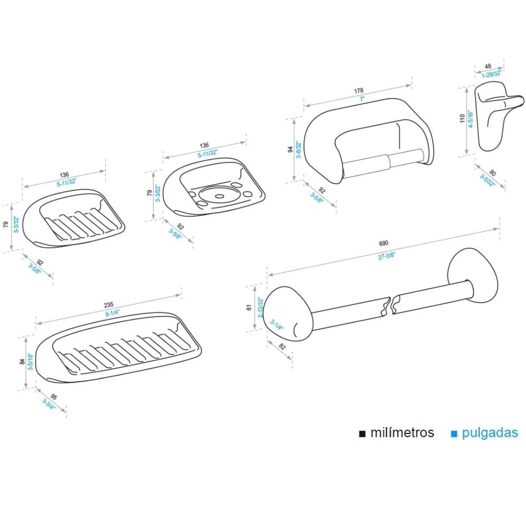 KIT DE ACCES.PORCELANA BONE (6-PZS) E579.15-BO FV-20172