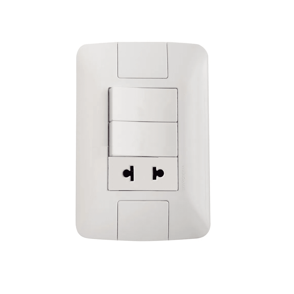 INTERRUPTOR UNIPOLAR 2X +TOMACORRIENTE 2P UNIVERSAL1