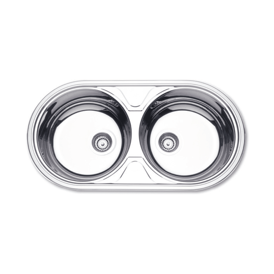 CUBETA DOBLE DE ACERO INOX REDONDA SOBREPONER 85 X 44 C 161