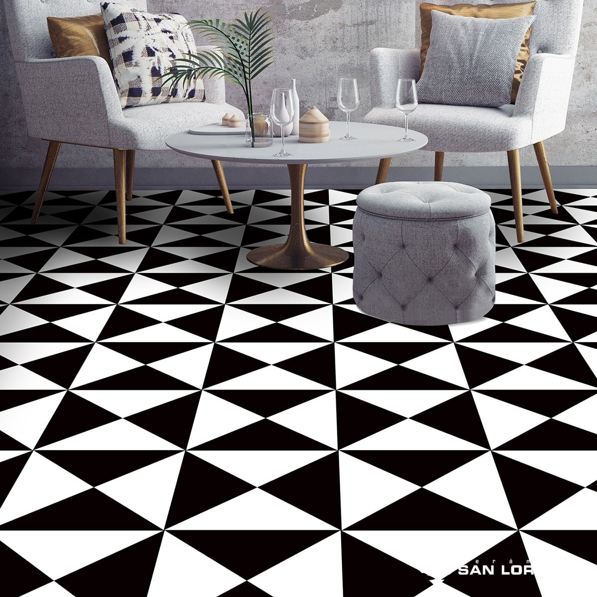 DECO TRIANGOLO NERO 21.6X21.62