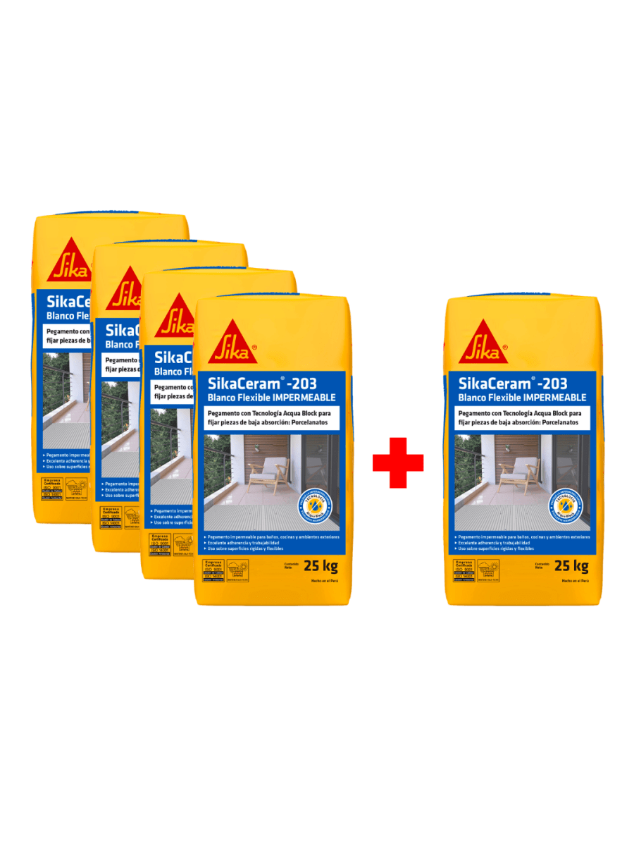 5x4 SIKACERAM-203 BLANCO FLEXIBLE IMPERMEABLE x 25 kg1