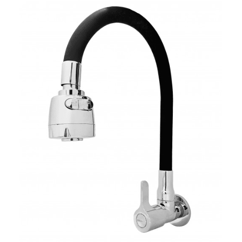 LLAVE PARA LAVADERO CROMADA PICO FLEXIBLE NEGRA BRIKKEL WAVE2