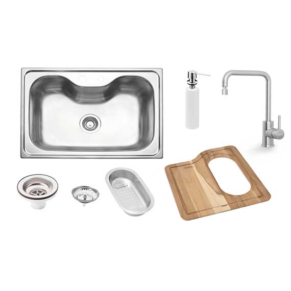 FREGADERO MORGANA INOXIDABLE 69X49 GRIFO+ACCESORIOS1