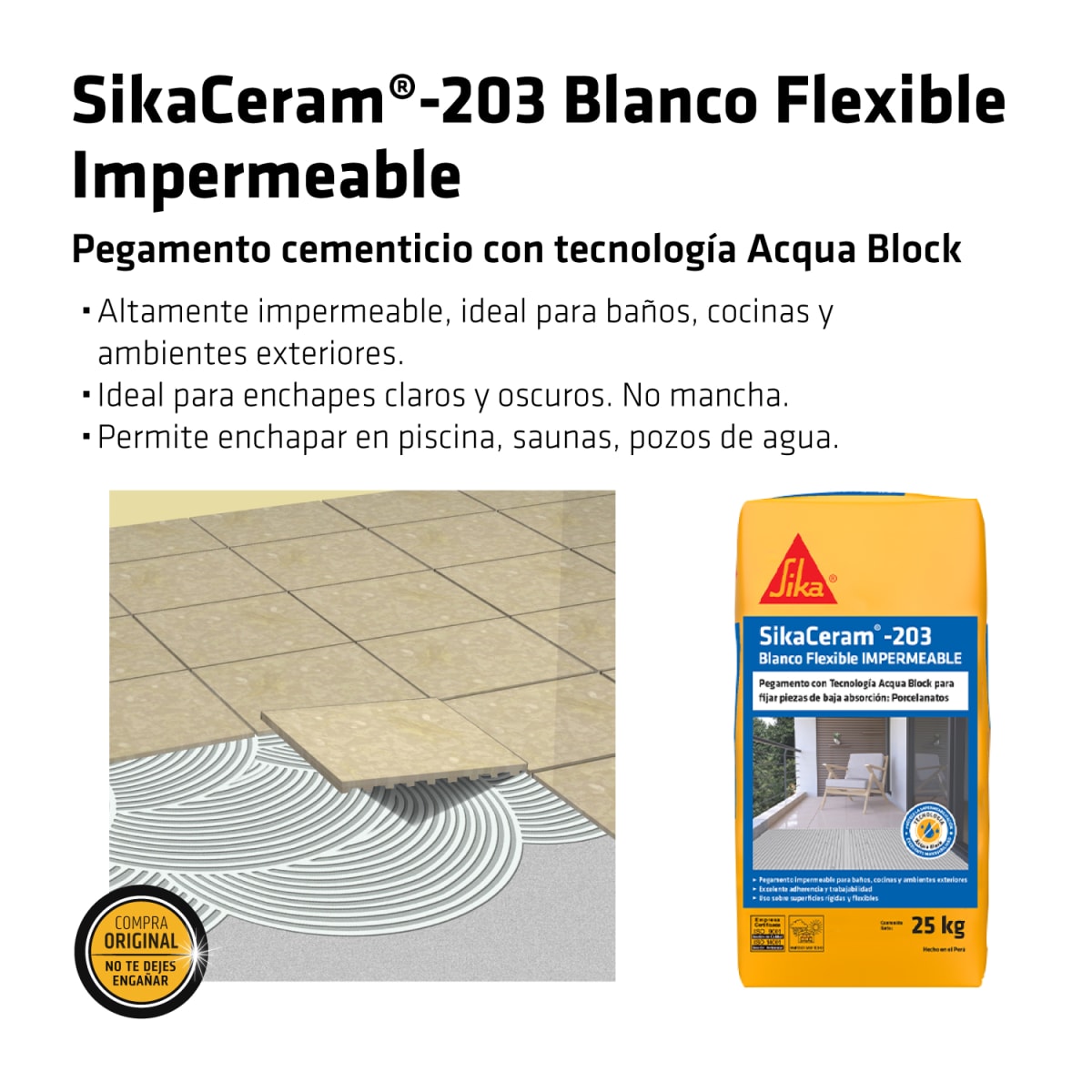 SIKACERAM-203 BLANCO FLEXIBLE IMPERMEABLE x 25 kg5
