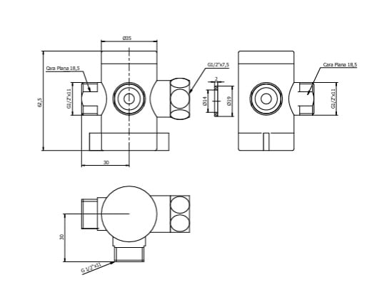VÁLVULA DESVIADORA DE DUCHA TELÉFONO CROMADA VAINSA2