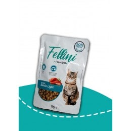 V-FELLINI ALIMENTO HUMEDO SALMÓN LIGHT  SOBRE X 85 GR.