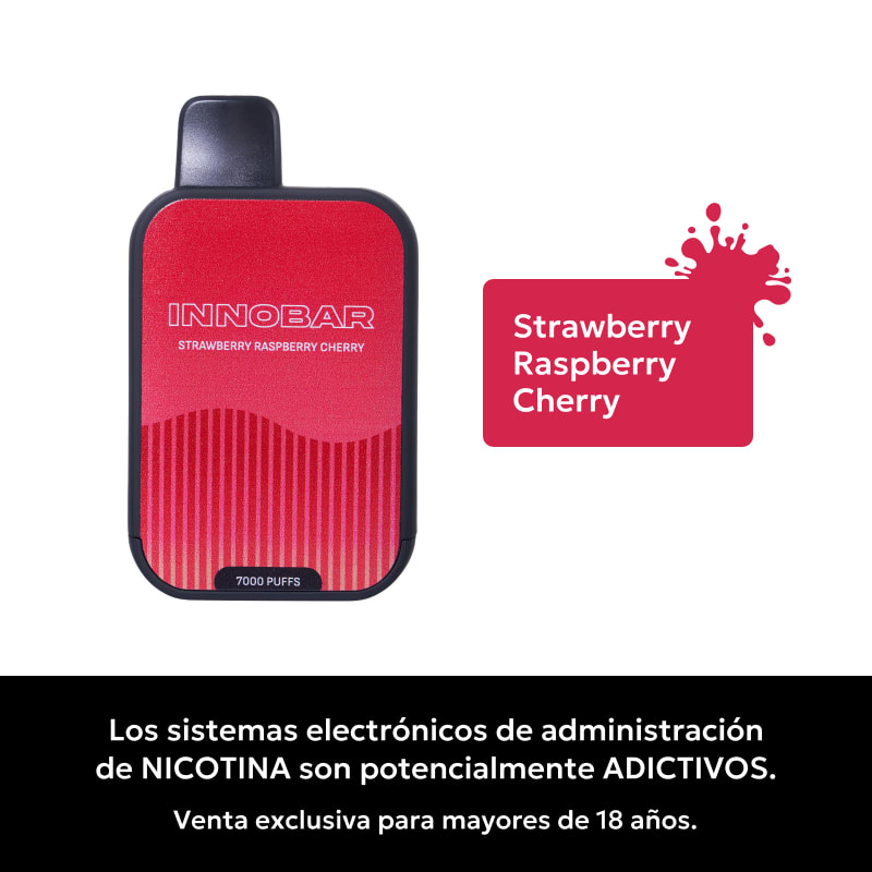 Innobar Strawberry Raspberry Cherry 7000 Puffs - Frutilla Frambuesa 1