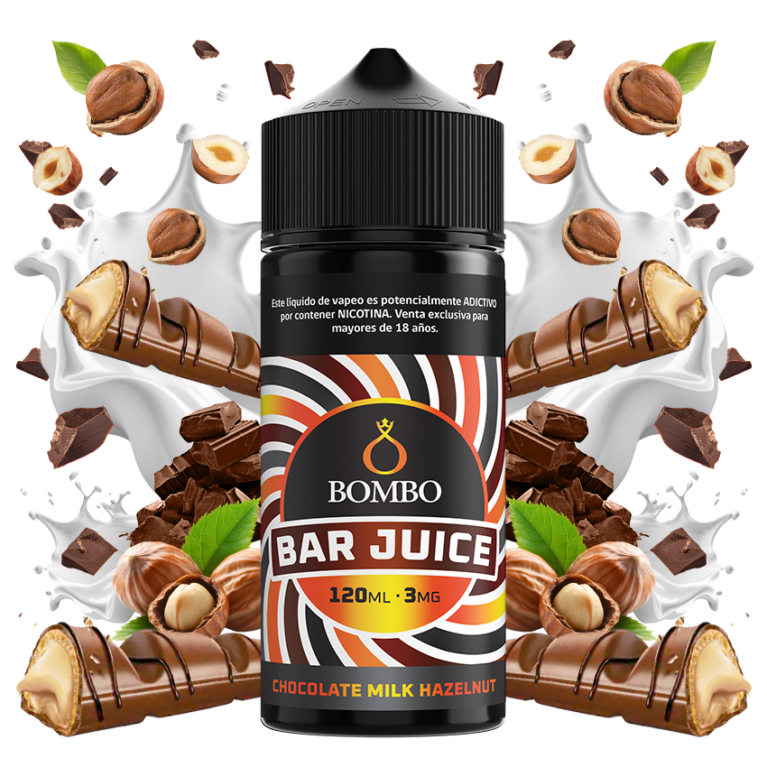 Bombo Bar Juice Chocolate Milk Hazelnut 120ml - Chocolate, Leche y Avellanas 0