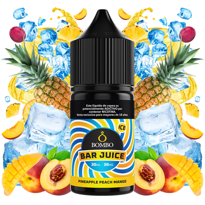 Bombo Bar Juice Pineapple Peach Mango Ice Salt 30ml - Piña, Melocotón y Mango 0