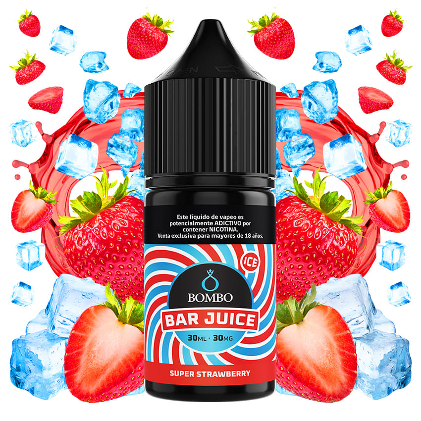 Bombo Bar Juice Super Strawberry Ice Salt 30ml - Frutillas Refrescantes