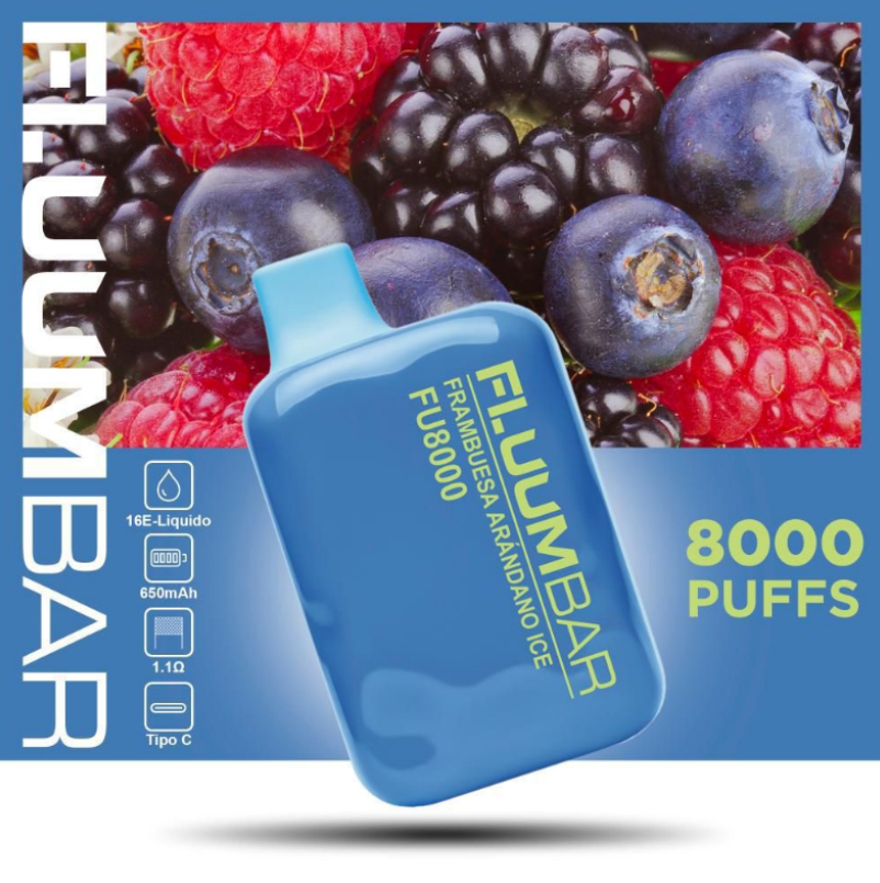 Fluumbar Frambuesa Arandanos Ice 8000 Puffs