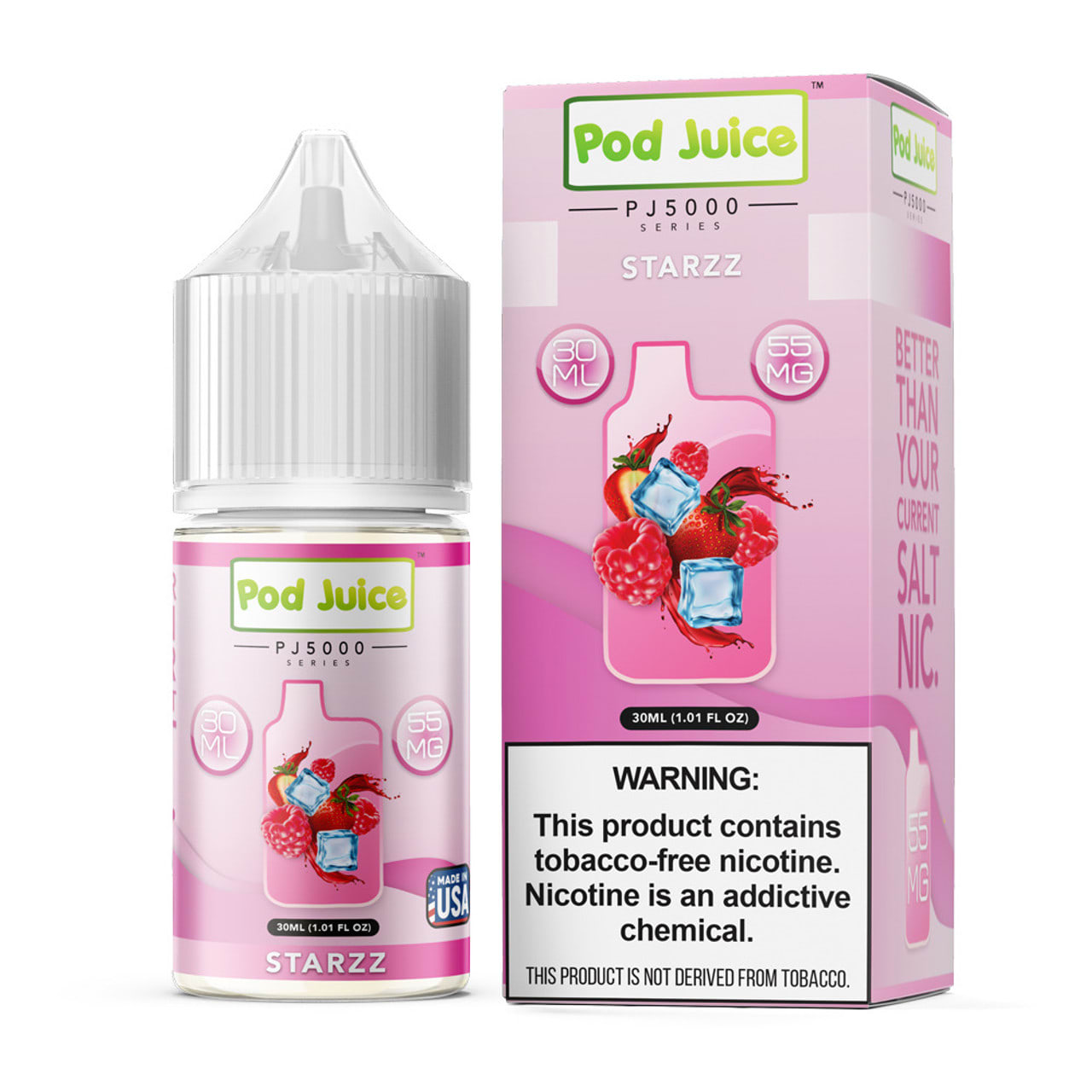 Pod Juice Starzz Ice Salt 30ml - Frutilla Y Frambuesa Ice