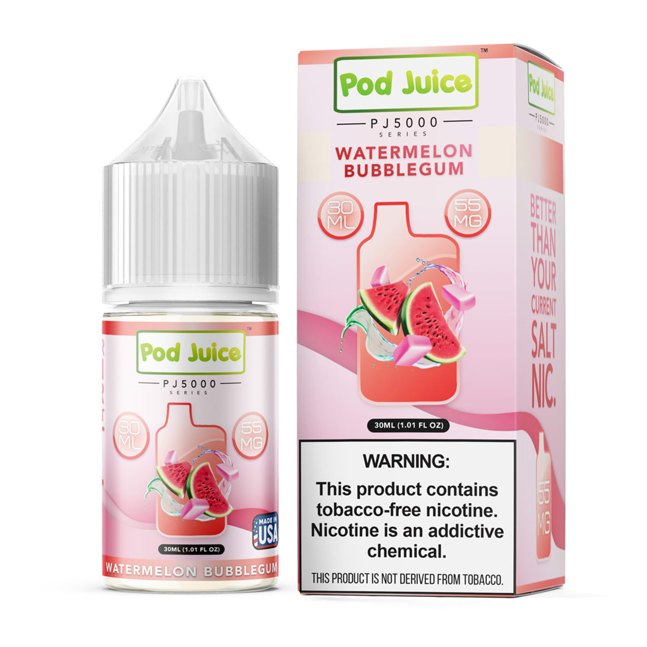 Pod Juice Watermelon Bubblegum Salt 30ML - Chicle De Sandia